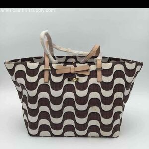 Kate Spade South Poplar Steet Francis Brown Cream Luxury Tote Bag Purse Handbag